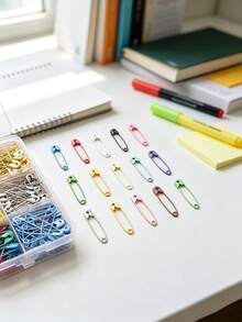 Colorful Safety Pins, Sturdy. Mixed Safety Pins Brooch Pins DIY Sewing Tools, Used For Jewelry Making Needlework Accessories, Insulated, Perfect For Crafts, Sewing And Various Tasks, As Well As Organizing Craft Supplies, Vibrant Storage, Sturdy Fasteners - Multi-color - View 2