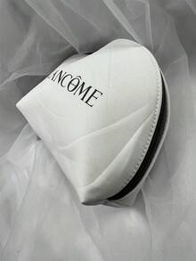 Lancôme White Shell Shaped Makeup Bag Polyester Embossed Fabric Black Printed Logo Zipper Portable Travel Toiletry Storage Bag Large Capacity Cosmetic Organizer Elegant Luxury Women Gift - White - View 4