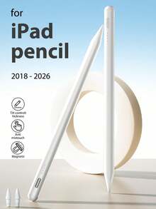 Stylus Pen Compatible With 11-Inch (A16) 2025 Model, Tablet Accessory Compatible With IPad 10 2022 (10.9-Inch) And 2018 To 2026 Models, Supports USB-C Charging, Anti-Mistouch Technology And Tilt Pressure Sensitivity, 7/8/9 10.2-Inch Air4/5/6/7/8, 90mAh Battery, With LED Battery Indicator, Includes 2 Replacement Tips, No Pairing Required, White - White - View 2