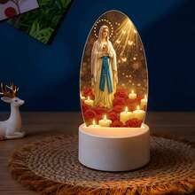 Virgin Mary Theme Night Light, Birthday Gift Souvenir For Religious Believers, Combines Lighting And Decoration, Suitable For Bedroom, Bedside, Living Room, Prayer Corner, Warm Light Tone, USB Powered, Prayer, Acrylic Material - Warm white light - View 6