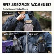 Tas Ransel dengan Tali Bahu, Kantong Penyimpanan Ponsel, Tas Tali Bahu Tahan Air, Cocok untuk Olahraga, Mendaki, Berkemah, Ringan - MultiWarna - View 5