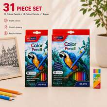31Pcs Professional Colored Pencils Set With Eraser, Triangular Grip, Pre-Sharpened, Smooth Blending, For Artist Drawing Sketching Coloring, Art Supplies - Sets - View 1
