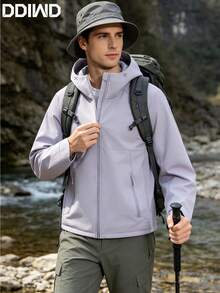 Men's Textured Mountain Style Outdoor Camping Hiking Climbing Commuting Travel Minimalist Versatile Workwear Jacket - Mauve Purple - View 2