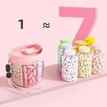 7-Compartment Transparent Portable Pill Box, Flip Lid Design + Portable Lanyard, Medicine Storage Sealed Bottle - View 6