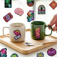 50pcs Neon Mental Health Stickers, Waterproof Vinyl Stickers, Suitable For Scrapbooking, Journaling, Decorating Laptops, Bumpers, Skateboards, Water Bottles, Computers, Phones. - Multicolor - View 10