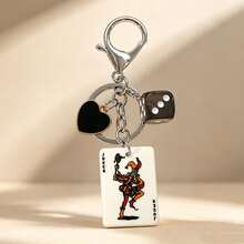 1pc/3pcs Unisex Realistic Poker Pendant, Poker Element Multi-Sided Dice Accessory Keychain, Creative Hip-Hop Bag Charm - Multicolor - View 3