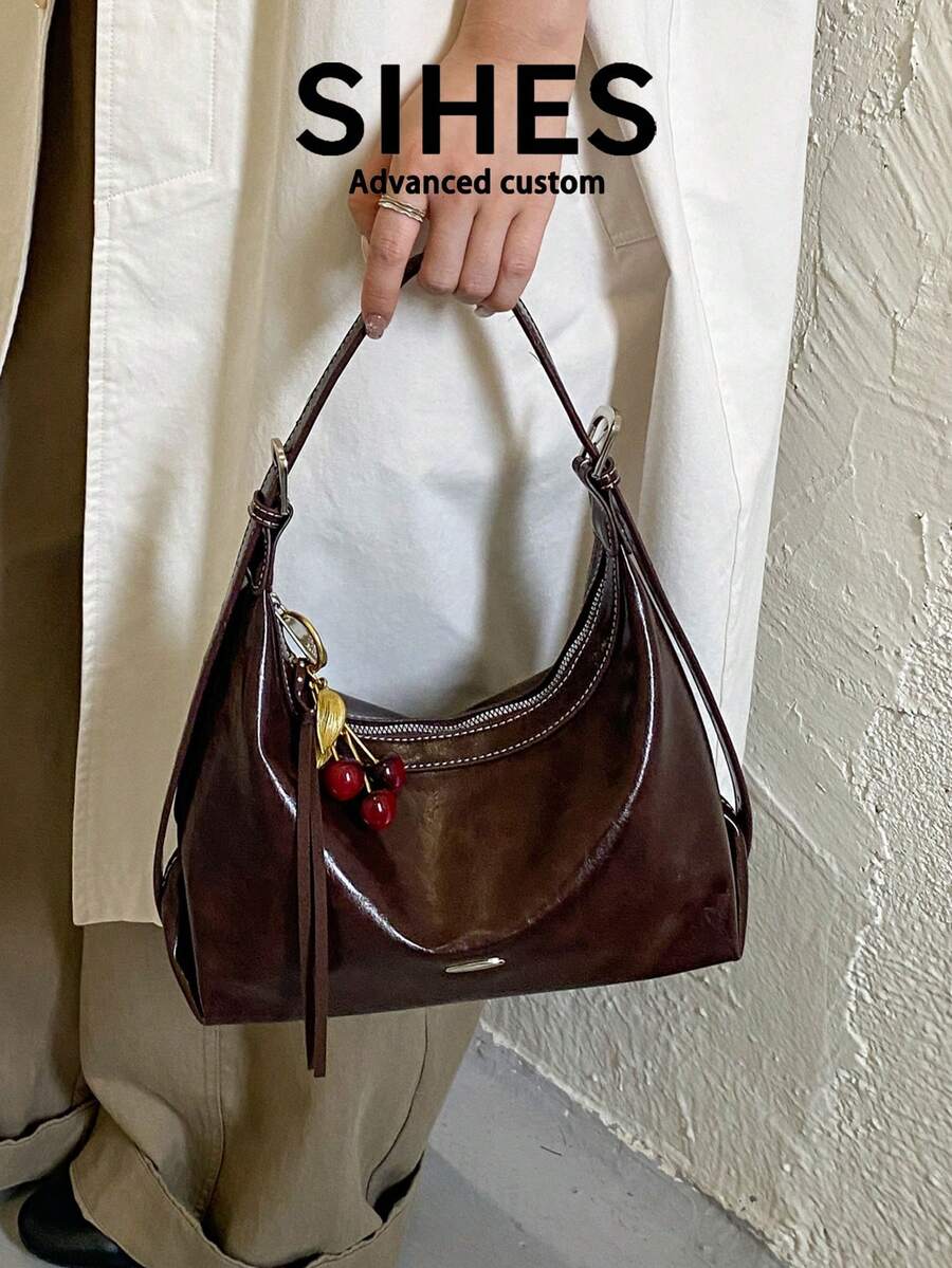 1pc Solid Color PU Leather New Women's Bag, Shoulder Bag, Crossbody Bag, Fashion Square Handbag, Zipper Closure, Suitable For Commuting, Shopping, Dating