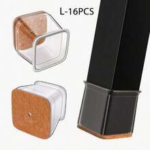16Pcs Clear Silicone Square Chair Leg Protectors With Non-Slip Felt Pads, Furniture Leg Caps For Hardwood Floors, Noise Reduction - Transparent-2 - View 8