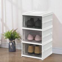 6 Tier Shoe Storage Box Stackable Foldable, Easy Assembly Tool Free Shoe Rack Organiser With Transparent Door For Trainers Sneakers High Heels - View 10