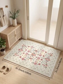 1 Stück Champagnerfarbener großer Wohnzimmerteppich mit Blumenmuster, Vintage Persischer Stil, leicht zu reinigen, rutschfeste Unterseite, geeignet für Wohnzimmer, Schlafzimmer, Küche, Esszimmer, Eingangsbereich, Büro und andere Heimdekorationen - Champagnerfarben - Übersicht 17