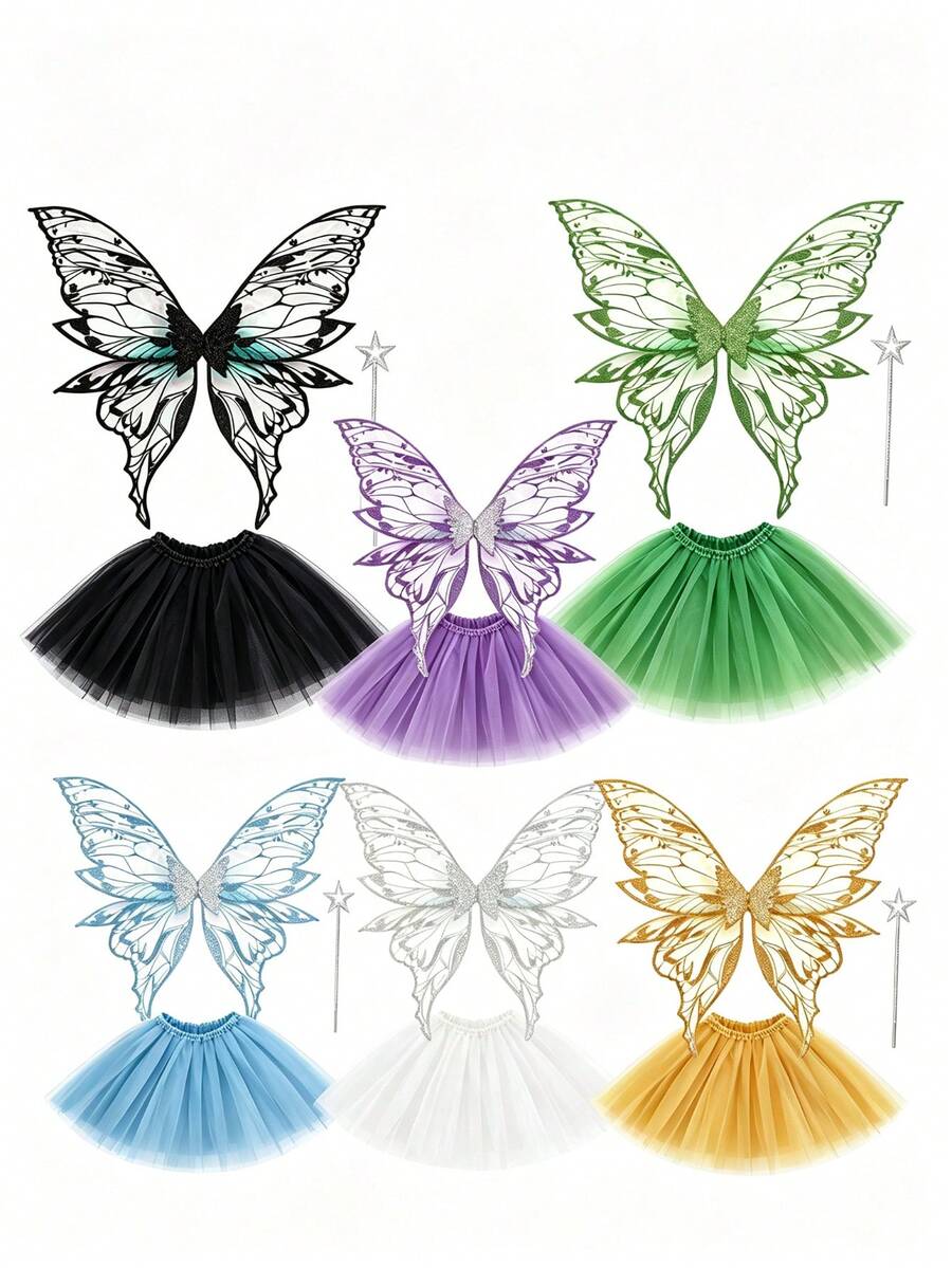 Adult Sized Butterfly Wings And Chiffon Skirt Star Staff, Suitable For Princess Role-Playing Parties And Halloween Costume Props. - Multicolor - View 1