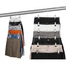 2/1pc White 4-Tier Foldable Clothes Hanger With Clips, Space-Saving Closet Storage Rack, Multi-Layer Metal Pants Rack For Skirts And Pants, Seamless Non-Slip Organizer For Multiple Underwear, Shorts, Skirts - Multicolor - View 5