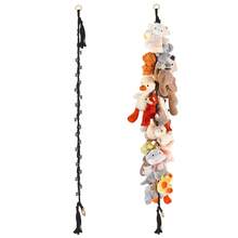 1pc Multi-Functional Hand- Doll Storage Lanyard Set With 20 Clips And 2 Hooks, Featuring Wooden Rings And Metal Clips, Plush Display Chain, Sturdy And Durable Space-Saving Closet Organizer Hanging Accessory, Christmas, Halloween - one-size - View 11