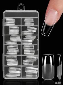 120/600pcs Medium Square Soft Gel Transparent Nail Tips, Semi-Matte Full Coverage Acrylic Pre-Pressed False Nails, Suitable For Home DIY Manicure - Clear - View 10