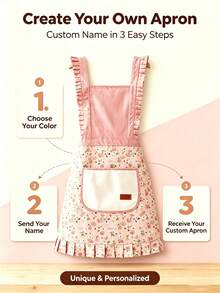 Custom-Made Personalized Aprons, Floral Aprons With Customizable Name Embroidery, Lace Aprons With Pockets | Perfect For Cooking Parties | Birthday Gifts - Multicolor - View 8