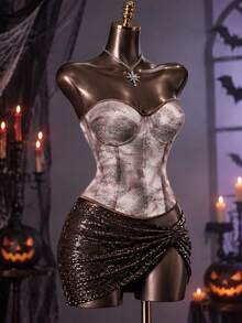 A Sexy Brown Strapless Top For Women, Perfect For Halloween Parties And Various Social Gatherings. - Coffee - View 1