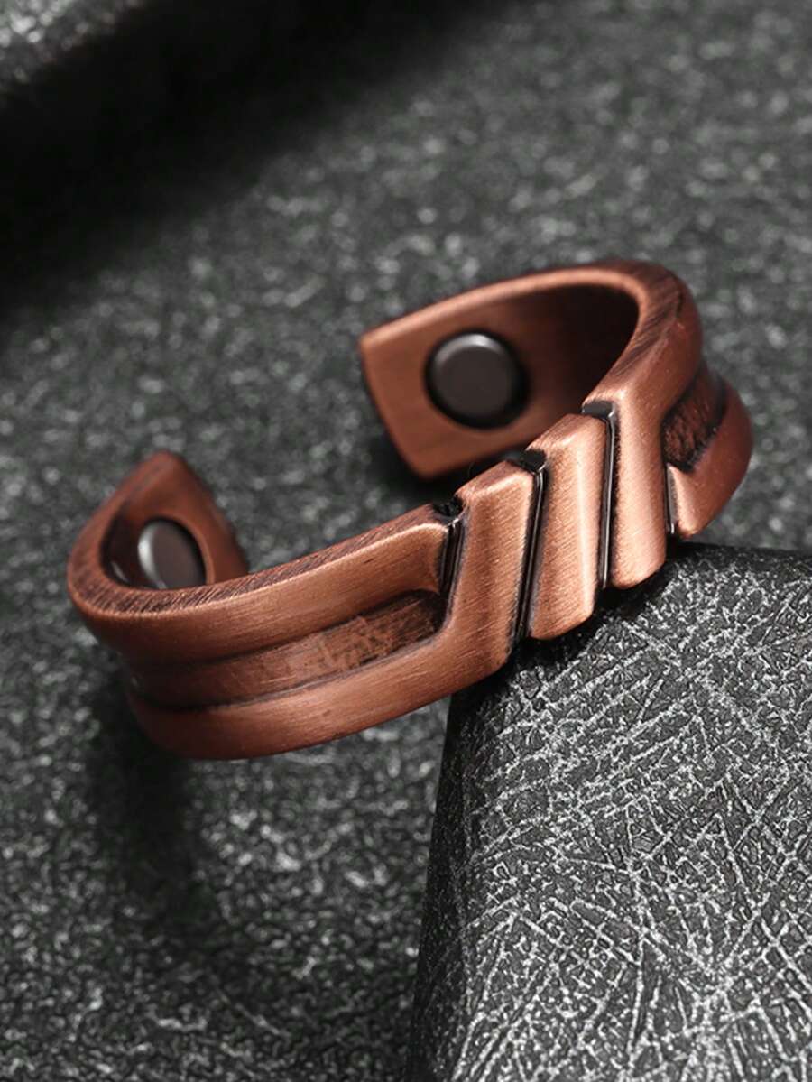 1PC Retro Geometric Twill Open Ring, Suitable For Men And Women Fashion Casual Holiday Jewelry - Fashion - View 1