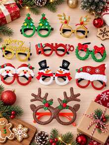 10/5pcs Christmas Glasses Party Decoration, Party Decoration, Fun Costume Glasses, Winter Party Photo Props, Party Atmosphere Accessories - Multicolor - View 3