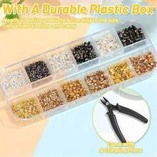 Jewelry Making Crimp Bead Set, 2200pcs Crimp Tubes With Crimp Pliers, Positioning Pliers, For Earrings, Necklaces, Bracelets DIY (3 Sizes, 4 Colors) Jewelry Accessories - A - View 2