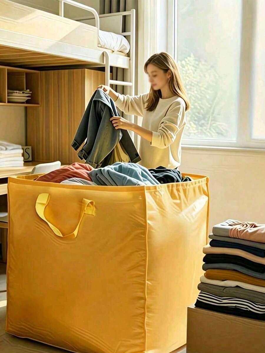 Extra Large Capacity Thickened Storage Box Mobile Organizer Bag, Wear-Resistant Waterproof Foldable Clothing Storage Box, Large Size Blanket Toy Shoe Storage Box, Essential Storage Supplies For College Dorm And Home - View 1