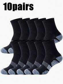 10 Pasang Kaos Kaki Olahraga Pria Setengah Betis Hitam Tahan Aus Menyerap Keringat Berpori dengan Penyangga Lengkung untuk Lari dan Fitness - MultiWarna - View 11
