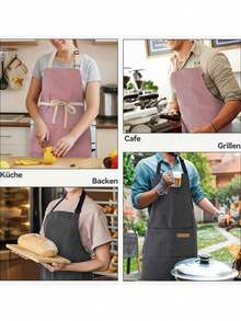 Adjustable Bib Apron, Waterproof Oil-Resistant Wear-Resistant, Unisex, With Pockets, Soft Chef Apron, Suitable For Home Cooking, Baking, Grilling, DIY Projects, Kitchen, Coffee Bar, Kitchen Essentials, Room Kitchen Decor, Wedding - Multicolor - View 9