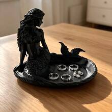 Mermaid Jewelry Tray, Exquisite Mermaid Sculpture Details, Curly Hair And Clear Fish Scale Texture, Recessed Tray For Thin Silver Rings And Pearl Earrings, Home Decorative Tray (Random Gradient Color) - Multicolor - View 6