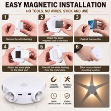 Motion Sensor Star Projection Night Light, Magnetic Cordless LED Lamp, 6 RGB Dimmable Touch Control, USB-C Rechargeable, For Bedroom Closet Hallway Stair Wall Decor - 10*10cm - View 7