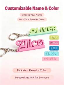 Customized Personalized Acrylic Keychain, Engravable Name, Bow Letter Keychain, Perfect Gift, Souvenir And Christmas Present For Friends - Multicolor - View 6