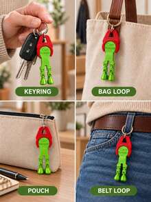 Coin-Operated Shopping Cart Lock Keychain, Novel Compact Portable Lightweight Detachable Cart Token Replacement, With Jointed Legs, Christmas Ring Pendant, Gift For Family And Friends, Suitable For Outdoor Supermarket Shopping, Handbags, Backpacks, Belt Loops, Storage Bags - Multicolor - View 10