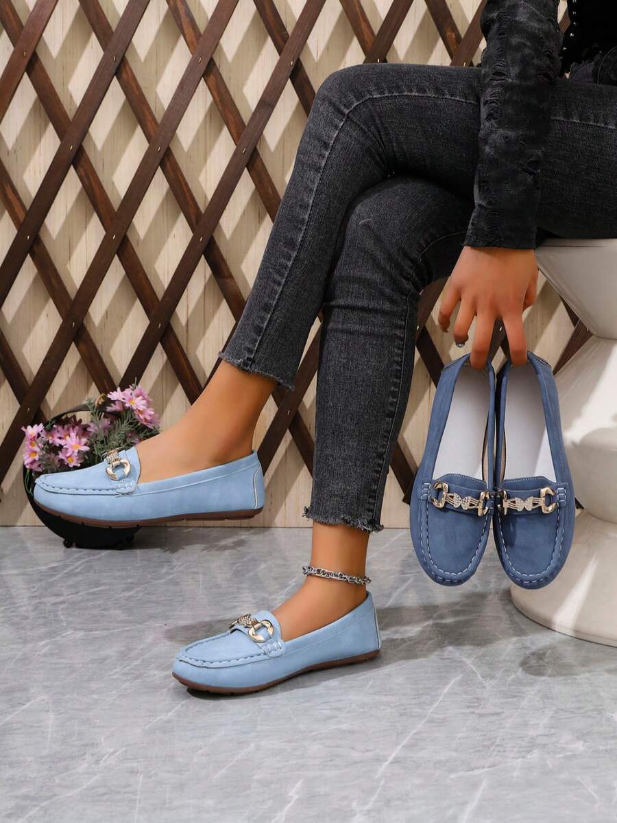 Sepatu Loafer Wanita Model Slip-On Elegan Serbaguna Terbaru untuk Musim Semi/Panas dengan Sol Lembut dan Nyaman - Hitam - View 1