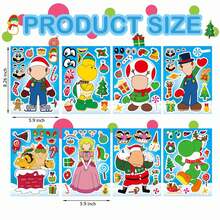 SUPER MARIO BROS. 1set/8pcs Christmas Themed Collage Stickers, DIY Dress Up Stickers For Multiple Game Characters. Free Combination And Assembly, Suitable For Children's Party Handicrafts And Holiday Gifts, Full Of Fun. (Stochastic Style) - Multicolor - View 4