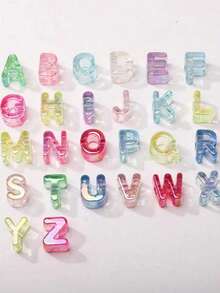 52pcs Acrylic 3D Transparent Colorful Large Hole Jelly Creative Letter Beads, Suitable For Handmade DIY Materials, Jewelry Making Materials, Keychains And Party Decorations, Cute Style, Ideal Accessory For Creative Handmade Crafts - Upgraded Version (UV Process) - View 5