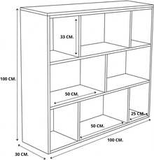 Canadá Mueble Librero de Melamina - Estantería Moderna con Compartimentos y Cajones, Diseño Minimalista para Sala, Oficina o Dormitorio - Color madera natural - Ver 4