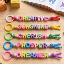A-Z Large Hole Thick Bubble Letter Beads, Shell Color Large Letter Beads, 6mm Horizontal Hole, Lightweight Premium Acrylic, Suitable For Paracord Keychains, Bag Charms (Random Rainbow Color) - Multicolor - View 4