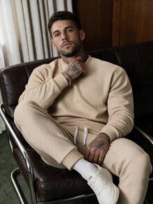 Men's Spring/Autumn Daily Commute Fashion Casual Versatile Sports Sweatshirt & Pants Set - Khaki - View 1