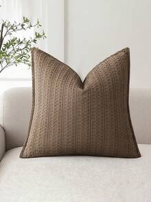 1pc Brown (Without Pillow Insert) Double-Sided Waffle Texture Throw Pillow Cover, Modern Elegant European Style Cushion Cover, Suitable For Home, Sofa, Bed, Living Room Decor, All Season - Brown - View 12