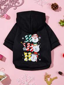 LUCKIE PAW 1pc Christmas Hooded Sweatshirt Dog Clothes With Fashion Glasses Snowman Print, Anti-Flea Physical Protection, Reduces Shedding, Warm & Breathable, Suitable For Small And Large Dogs And Cats, Indoor And Outdoor Use - Black - View 7