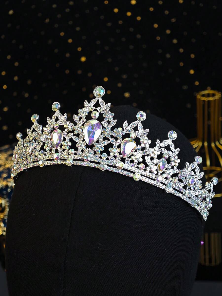 1pc Women's Elegant Rhinestone Princess Crown Crystal Bridal Tiara For Wedding Prom Birthday Party Fairy Hair Accessories