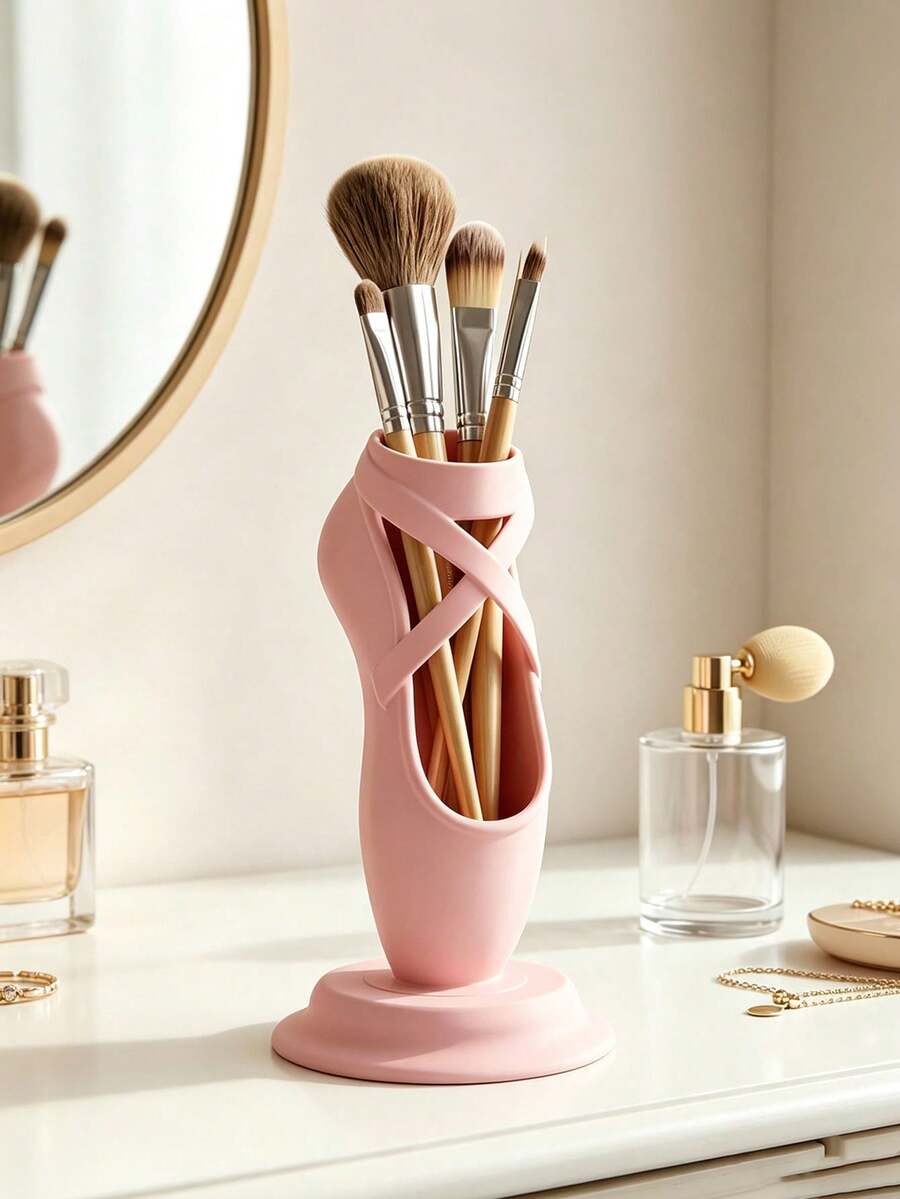 Ballet Shoe Makeup Brush Holder, Aesthetic Cosmetic Storage Organizer, Elegant Shoe Shape Cosmetic Storage Cup,Decor,Gift For Ballet Lovers Girls - Multicolor - View 1