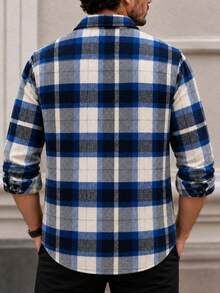 100% Cotton Linen, Breathable, Lightweight, Button-Down Collar, Men's Linen Shirt - Blue - View 2