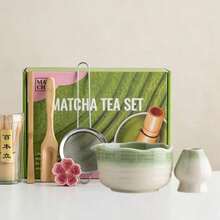 Bộ 1/5 món pha trà Matcha nung lò kiểu Nhật, gồm bát Matcha, chổi đánh trà, cốc Matcha, thìa xúc trà, thìa trà, dụng cụ pha trà Matcha đầy đủ, dụng cụ làm đồ tráng miệng và đồ uống, hộp quà phong cách Nhật Bản. Bộ chổi đánh trà Zhenzhi, quà tặng lễ hội độc quyền cho người yêu Matcha - Nhiều màu - Xem 5