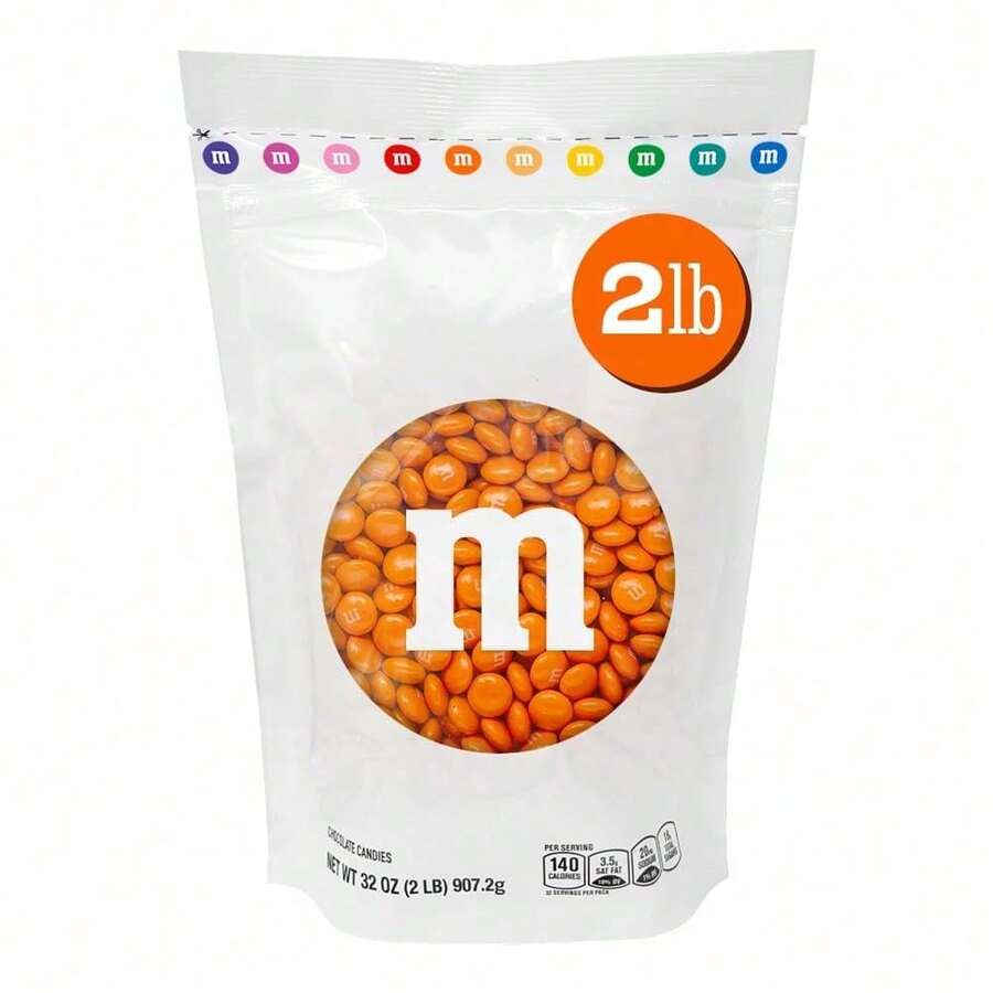 M&M’s M&M'S Lime Green Milk Chocolate Candy, 2 Lb Bulk Resealable Bag - ORANGE - 2LB - View 1