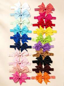 12/20PCS Solid Color Bow-Decorated Headband, Two Sets Available, Non-Slip Securing Headband, Versatile And Casual Baby Headband, Suitable For Everyday Wear. - Multicolor - View 2