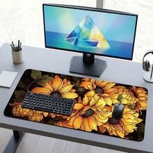 Sunflower Pattern Gaming Mouse Pad, Anti-Slip Rubber Desk Mat, Smooth Sliding Surface, Suitable For Computer Laptop Office Home, Bright Abstract Art Decoration, Back To School Supplies - A - View 9