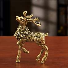 Brass Deer Small Ornament Desktop Decoration Craft Copper Animal Elk Sika Deer Figurine - A - View 4