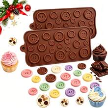 2pcs Button Chocolate Silicone Mold, 19-Cavity 4-Hole Candy Mold, Non-Stick Silicone DIY Button Shape Mold For Cakes, Cupcakes, Cookies, Birthday Party Dessert Decoration, Christmas Home Decor, Kitchen Gadget, Kitchen Utensil, Ramadan, Arabic Coffee Cup, Kitchen Decor, Kitchen Accessory, Kitchen Supplies, Home Accessory, Kitchen Storage, Holiday Essential, Kitchen Essential, Kitchen Decor And Accessory, Home Essential, College Essential, 2026 Christmas Decoration - Multicolor - View 3
