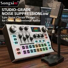 Set Kartu Suara Songsim-X7 Full Metal & Mikrofon Kondensor AT2020, Mendukung Transmisi OTG Tanpa Rugi, Penyesuaian EQ, Kontrol Trek, Penyesuaian Reverb, Pengiring Bluetooth, Kartu Suara Digital Multifungsi, Mikrofon Pengambilan Vokal Fidelitas Tinggi, Perekaman dan Output Audio Berkualitas Tinggi/Cocok untuk Komputer/Ponsel, Ideal untuk Streaming Langsung, Perekaman, Bermain Game, Bernyanyi, Instrumen, Studio - MultiWarna - View 6