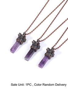 1pc Men's Natural Stone Sheep Head Necklace Reiki Rectangle Pendant Healing Fluorite Amethyst Tiger Eye Obsidian Crystal Necklaces H956 - Necklace - View 19