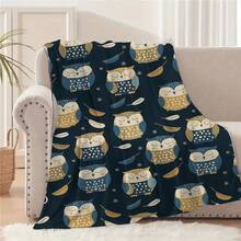 1pc Cartoon Owl Digital Print Flannel Blanket - Modern Style, Soft Comfortable Polyester Knit Fabric For All Seasons, Multi-Purpose, Suitable For Sofa, Bed, Travel, Camping, Chair, Gift Blanket - Multicolor - View 6
